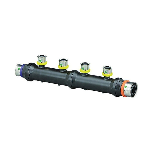 6-Port Manifold, 1/2 in, Press PEX Mains, Poly