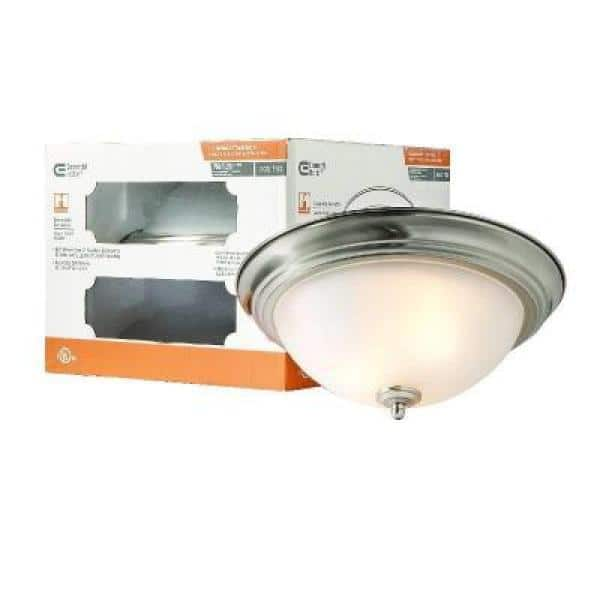 13 in. 2-Light Brushed Nickel Flush Mount (4-Pack)