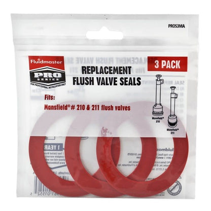 PRO Series Replacement Flush Valve Seals, For Use With Mansfield #210 & #211 Flush Valves, Silicone, Red