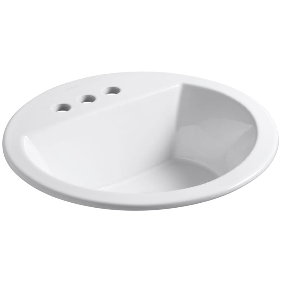 Bryant 18-7/8" Circular Vitreous China Drop In Bathroom Sink with Overflow and 3 Faucet Holes at 4" Centers