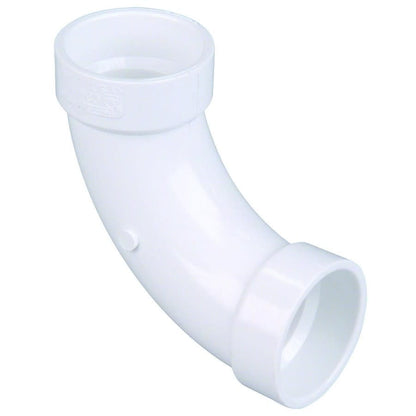 Long Sweep 90 deg Elbow, 1-1/2 in, Hub, DWV, PVC