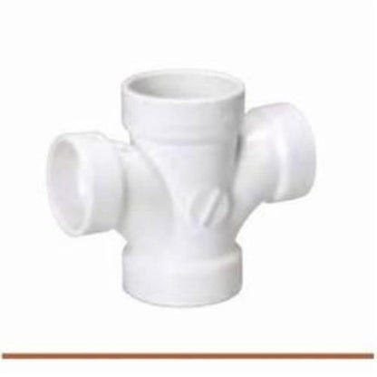 Double Sanitary Tee, 2 x 1-1/2 x 1-1/2 in, Hub, DWV, PVC