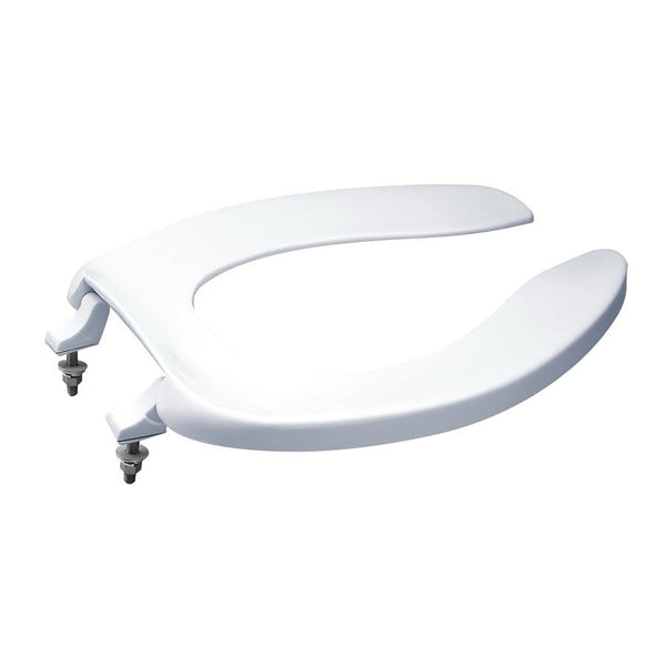 Toilet Seat, Elongated Bowl, Open Front, Less Cover, Plastic, White
