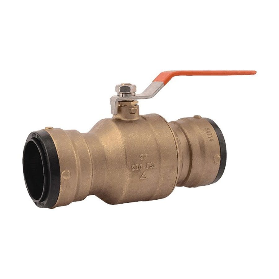 1-Piece Ball Valve, 1-1/2 in, Push, Full Port, Plated Brass Ball, Brass