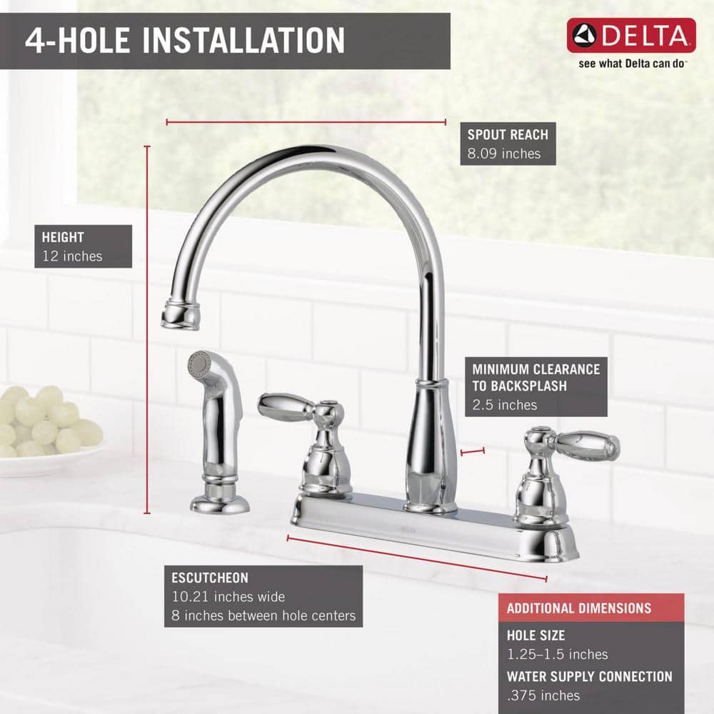Foundations 2-Handle Standard Kitchen Faucet with Side Sprayer in Chrome