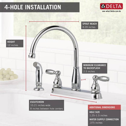 Foundations 2-Handle Standard Kitchen Faucet with Side Sprayer in Chrome