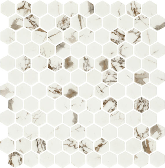 Uptown Glass Posh Sparkler Hexagon 1X1 Matte