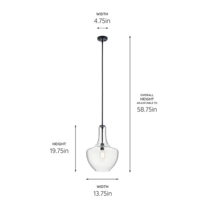 Everly Single Light 14" Wide Pendant with Bell Glass Shade