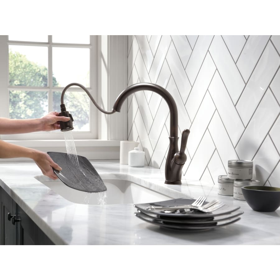 Leland Pull-Down Kitchen Faucet with Magnetic Docking Spray Head and ShieldSpray - Includes Lifetime Warranty