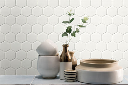 White Matte 2” Hexagon Mosaic Tile