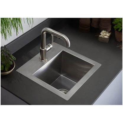 Vault 15" Drop In or Undermount Single Basin Stainless Steel Bar Sink with Single Faucet Hole