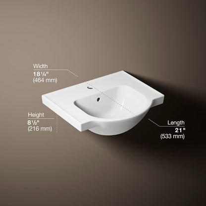 Veer 21" Pedestal Bathroom Sink with One Hole Drilled and Overflow