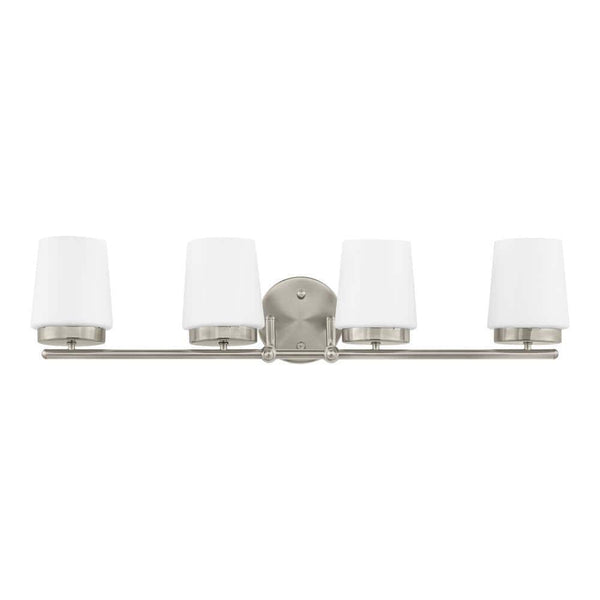 Jackson Park 28 in. 4-Light Brushed Nickel Integrated LED Bathroom Vanity Light Bar with Frosted Glass
