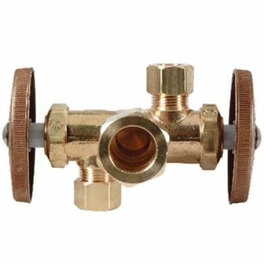 Multi Turn Dual Stop, 5/8 x 3/8 x 3/8 in, Comp, Brass