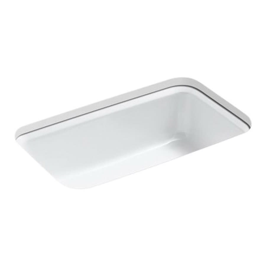 Bakersfield™ Single Bowl Kitchen Sink, Under Mount, 31 x 22 in, 8 in Bowl Depth, 5-Hole, Cast Iron, White