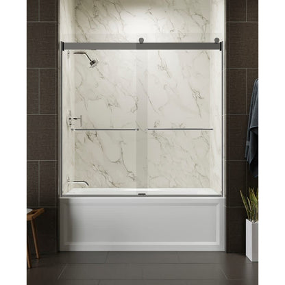 Levity 59-3/4" High x 59-5/8" Wide Sliding Frameless Tub Door with Clear Glass