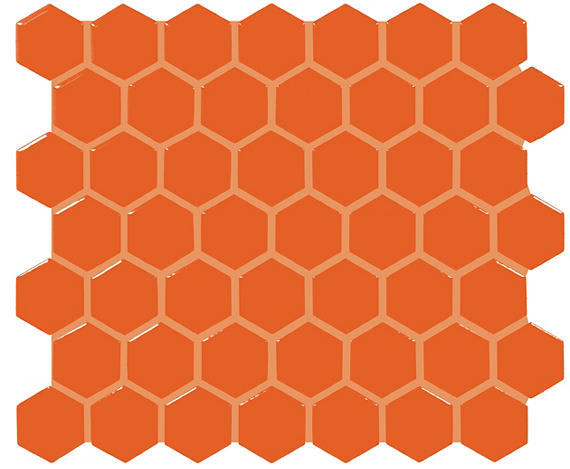 Color Wheel Mosaic Orange Burst Straight Joint 2X2 Glossy