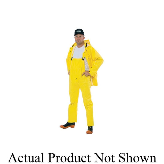 3-Piece Rainsuit, 2XL, Yellow, PVC/Polyester Fabric Lining, Detachable Hood