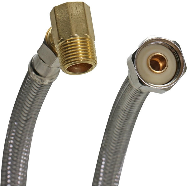 Flexible Water Supply, 3/8 x 1/2 in, Comp x FNPT, 72 in L, Stainless Steel