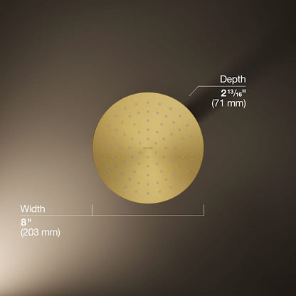 Contemporary Round 8" Single Function 2.5 GPM Rainhead with MasterClean Sprayface and Katalyst Air-Induction Technology