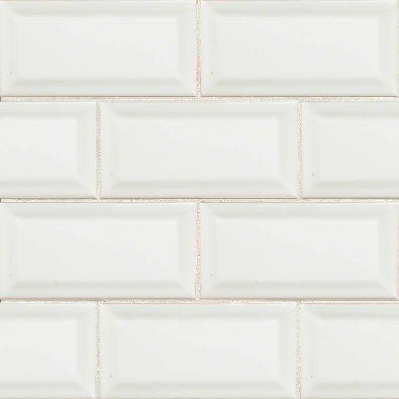 WHITE BEVELED SUBWAY TILE 3X6