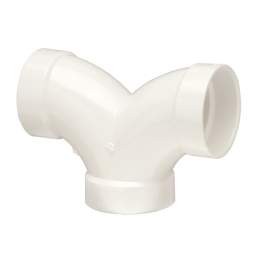 Double 90 deg Elbow, 3 in, Hub, DWV, PVC
