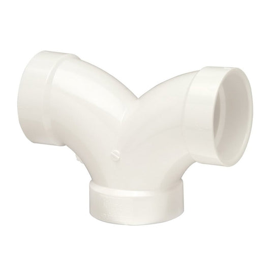 Double 90 deg Elbow, 3 in, Hub, DWV, PVC
