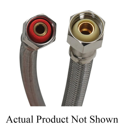 Flexible Water Supply, 1/2 in, Comp x FNPT, 20 in L, Stainless Steel
