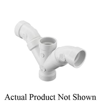 Double Combination Wye and 45 deg Elbow, 4 x 3 in, Hub, DWV, PVC