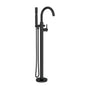 Contemporary Tub Faucet Trim With Handshower, ADA, Floor Mount, Satin Black