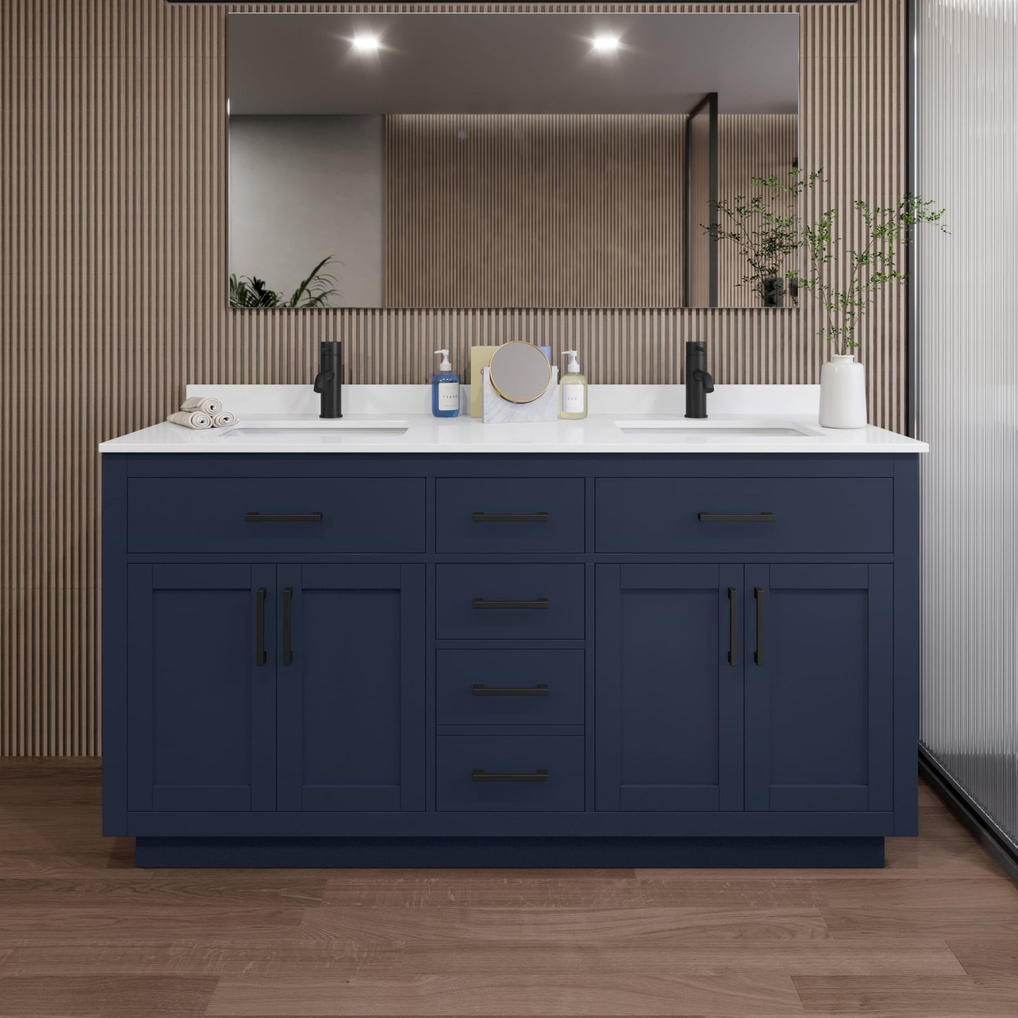 Beckett Double Bathroom Vanity with Toe Kick - 66W x 35H x 22D
