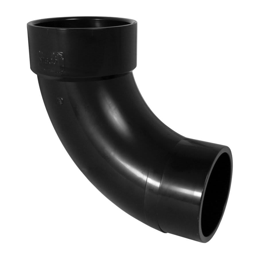 DWV Long Turn Street 90 deg Elbow, 4 in, Spigot x Hub, ABS