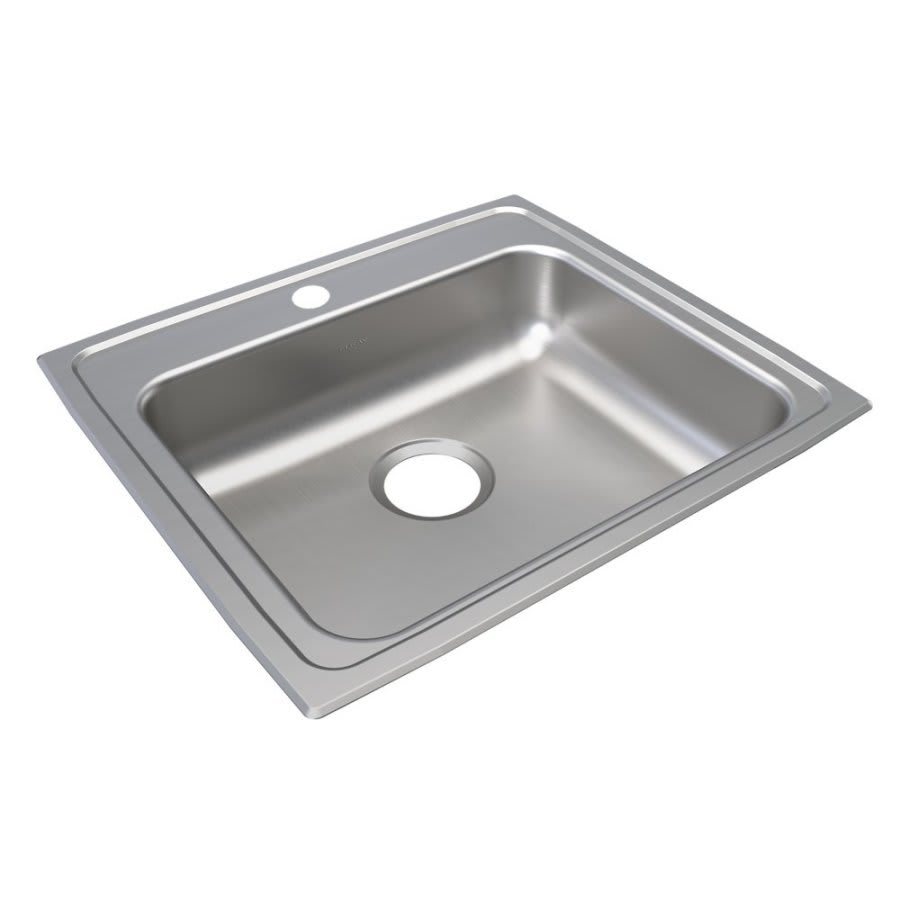 Lustertone™ Classic Single Bowl Kitchen Sink, Top Mount, ADA, 22 x 19-1/2 in, 5-3/8 in Bowl Depth, 3-Hole, 18 ga Lustrous Satin Steel, Stainless