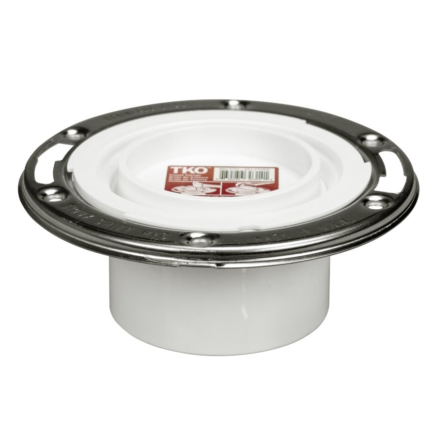 Adjustable Knockout Closet Flange, 4 x 3 in, Hub, PVC