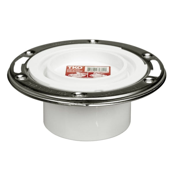 Adjustable Knockout Closet Flange, 4 x 3 in, Hub, PVC