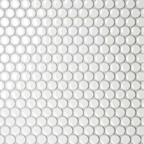 Le Cafe White 3/4" Penny Round Mosaic Gloss