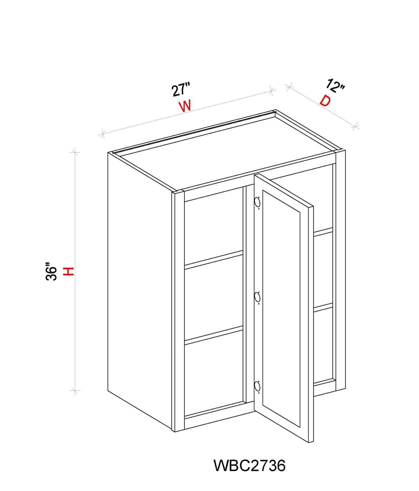 Wall Blind Corner Cabinet - 27"W x 36"H x 12"D