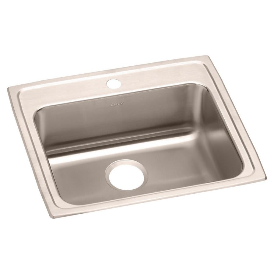 Lustertone™ Classic Single Bowl Kitchen Sink, Top Mount, ADA, 22 x 19-1/2 in, 5-3/8 in Bowl Depth, 1-Hole, 18 ga Lustrous Satin Steel, Stainless