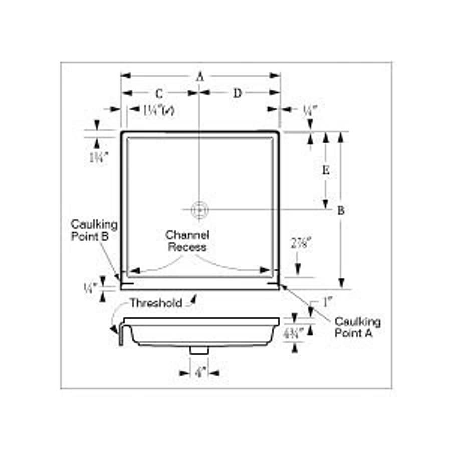 Shower Tray/Base, Fiberglass, White