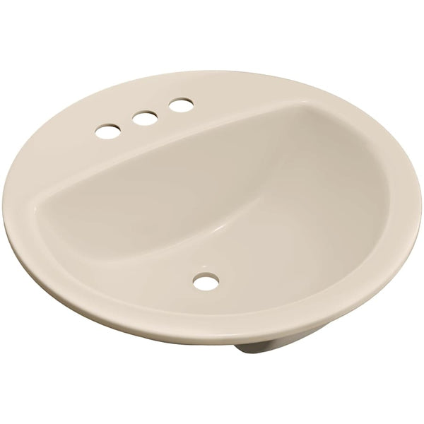 Rockaway 19" Circular Vitreous China Drop In Bathroom Sink with Overflow and 3 Faucet Holes at 4" Centers