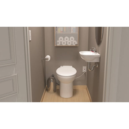 SaniCompact One Piece Toilet, Floor Mount, 12 in Rough, Elongated Bowl, Top Push Button, 1/1.28 gpf Dual Flush, White