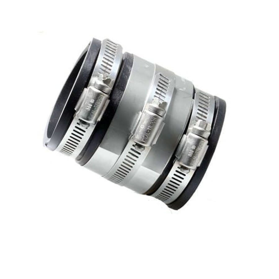 Shielded Transition Coupling, 2 in, PVC/Stainless Steel