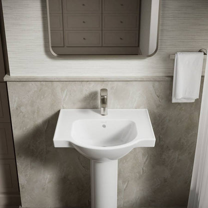 Veer 21" Pedestal Bathroom Sink with One Hole Drilled and Overflow