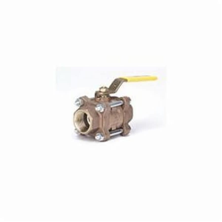 3-Piece Ball Valve, 3 in, FNPT, Standard Port, Plated Brass Ball, Bronze