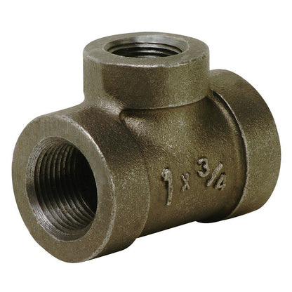 Tee, 2-1/2 x 2 in, FNPT, 300 lb, Malleable Iron, Black