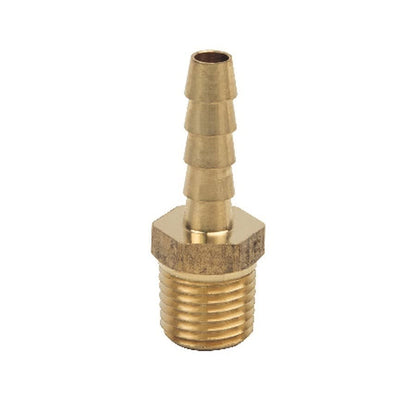 Male Hose Barb Adapter, 1/4 in Hose Barb x MNPT, Brass