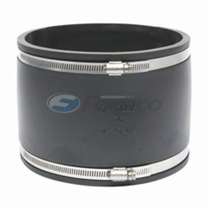 Transition Coupling, 6 in, Clay x Clay, Flexible PVC