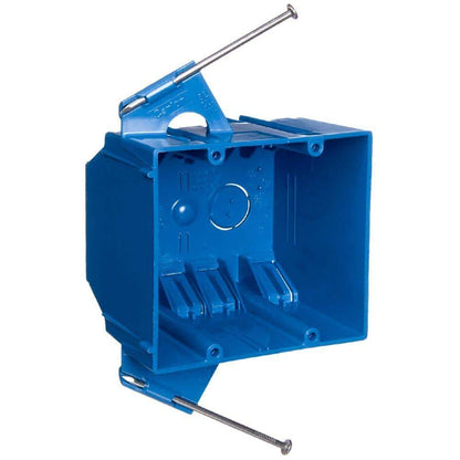 2-Gang 32 cu. in. Blue PVC New Work Electrical Switch and Outlet Box