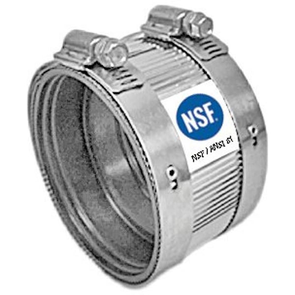 Reducing Coupling, 4 x 3 in, No Hub, Stainless Steel