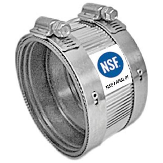Coupling, 2 in, No Hub, Stainless Steel